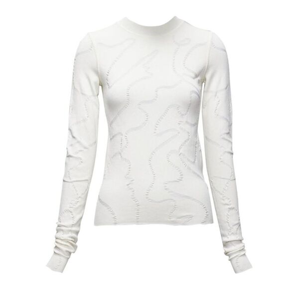 HELMUT LANG Cream Jacquard Long Sleeve Top - Picture 1 of 10